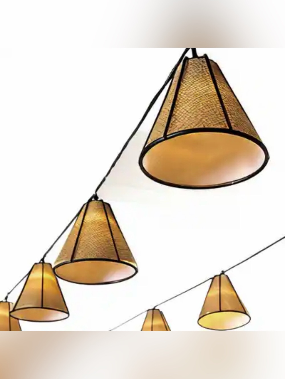 6ft 10 Warm White LED String Lights Woven Plastic Lampshades NIB Timer nib